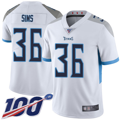 Tennessee Titans Limited White Men LeShaun Sims Road Jersey NFL Football #36 100th Season Vapor Untouchable